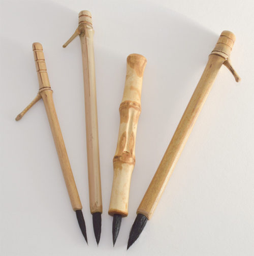 1.5” Goat brush bristle set with bamboo cane and wangi bamboo handles
