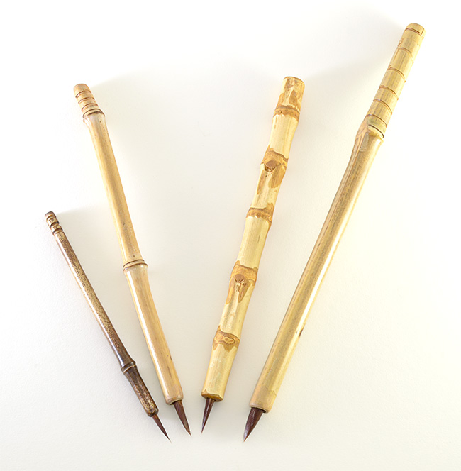 Brown Synthetic bristle set, with bamboo cane and wangi bamboo handless