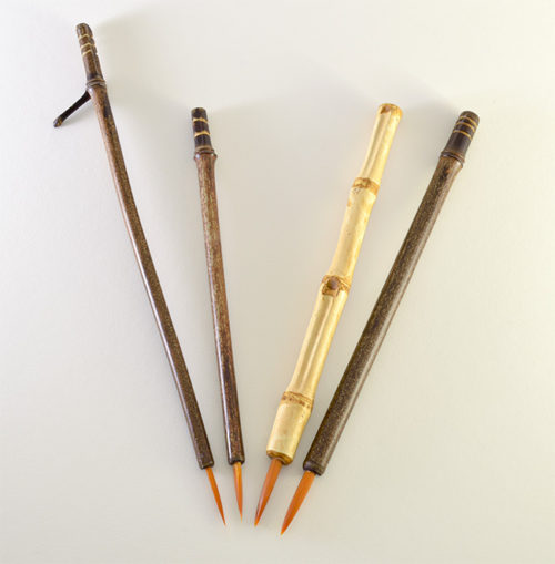 Orange Synthetic bristle set, with bamboo cane and wangi bamboo handless
