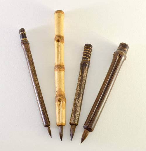 Small, Medium, Wangi and Large Pony Hair brush with bamboo cane and Wangi Bamboo handles