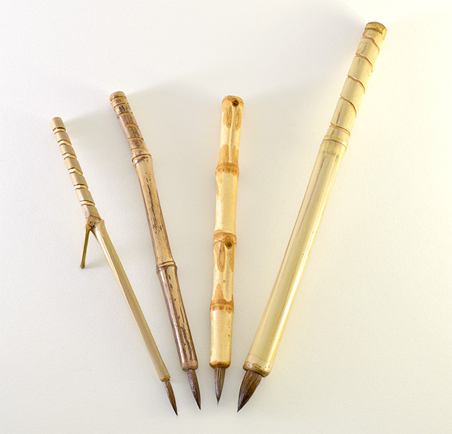 Small, Medium, Wangi and Large Pony Hair brush with bamboo cane and Wangi Bamboo handles