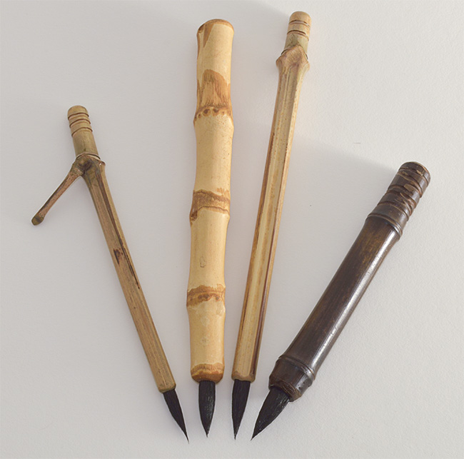 1” Goat brush bristle set with bamboo cane and wangi bamboo handles