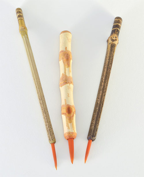 1” Orange Synthetic bristle set, with bamboo cane and wangi bamboo handless