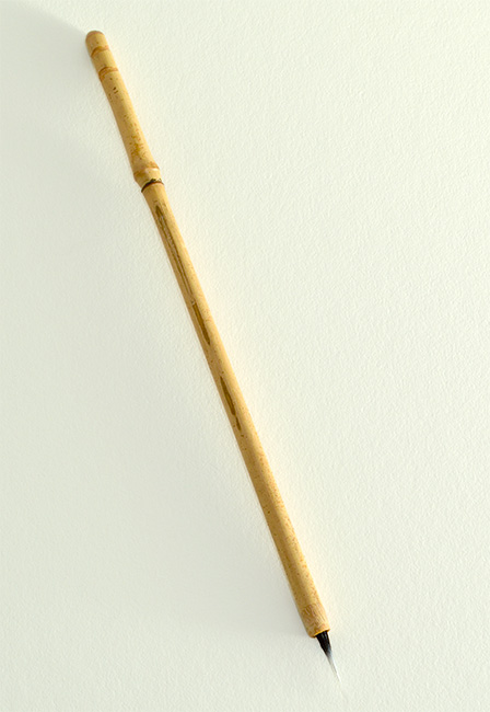 Small Size Goat Synthetic blend brush with half inch bristle length and bamboo cane handle.