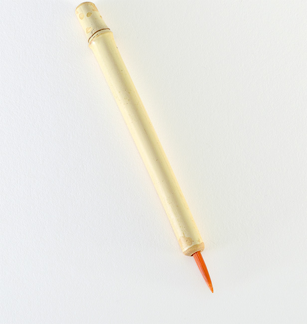 Small Orange Synthetic ½” bristle, with bamboo cane handle