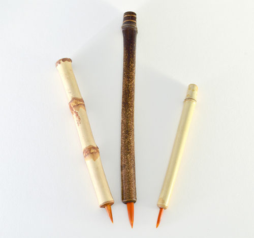 1/2” Orange Synthetic bristle set, with bamboo cane and wangi bamboo handless